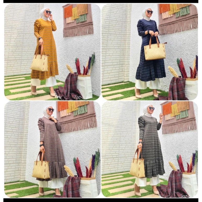 LONG TUNIK MOTIF SALUR KEKINIAN