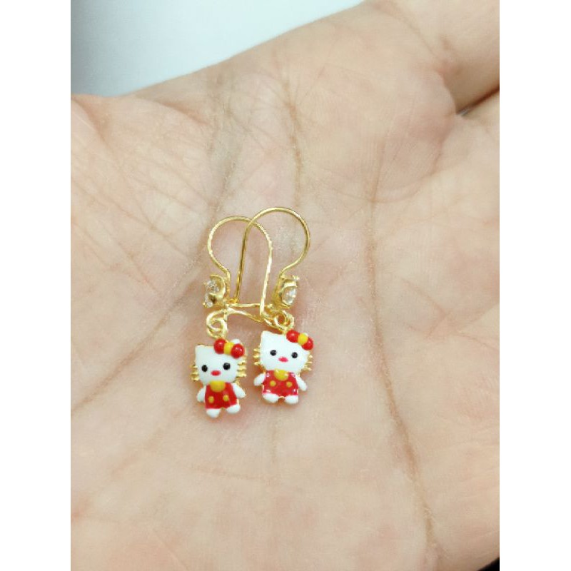 ANTING ANAK GANTUNG HELLOKITY CAT ( PERAK 925 ) LAPIS EMAS 24K