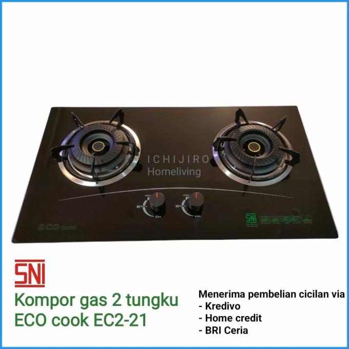 Kompor Gas Kaca Tanam 2 Tungku Eco Cook Ec2-21 6Ws9Wx3Pl9