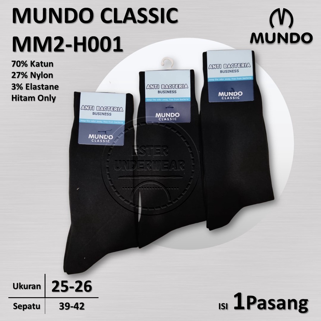 Kaos Kaki Pria Mundo Business -Anti Bacteria MM2-H001 Hitam Isi 1Psg