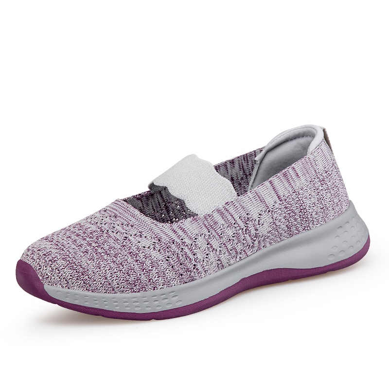 FOKU Sepatu Wanita Santai Sepatu Slip On Wanita Terbaru Sepatu Sneakers Wanita-Gray