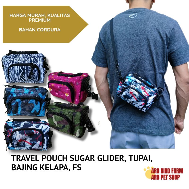 Tas Travel Pouch bonding pouch Sugar Glider tupai terbang bajing kelapa fs tas hewan