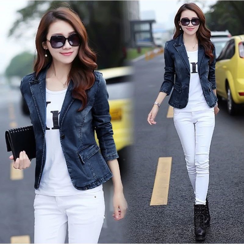 JAKET JEANS MANTEL WANITA/BLAZER JEANS WANITA