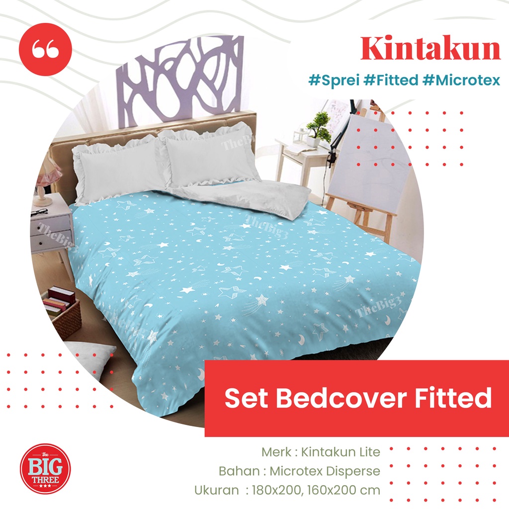 Kintakun Lite Bedcover + Sprei 180x200 / 160x200 motif Amarilis Aruna Belina Devina Traccia Sunsprite Renata Leila Irmadel Riana Twisty Hibiscus Moss Phlox Gardena -  King Queen 180 160 BC Flat Set Fitted TBT