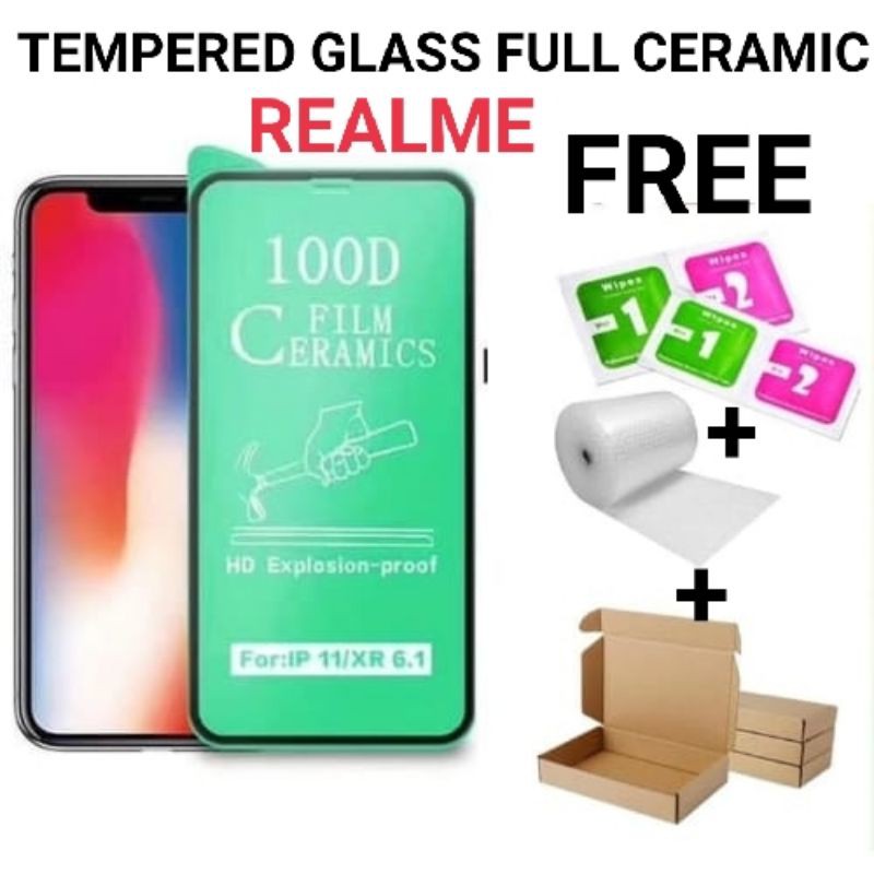 Tempered Glass Full Ceramic Realme C1/C2/C3/C11/C12/C15/C17/C21/C25