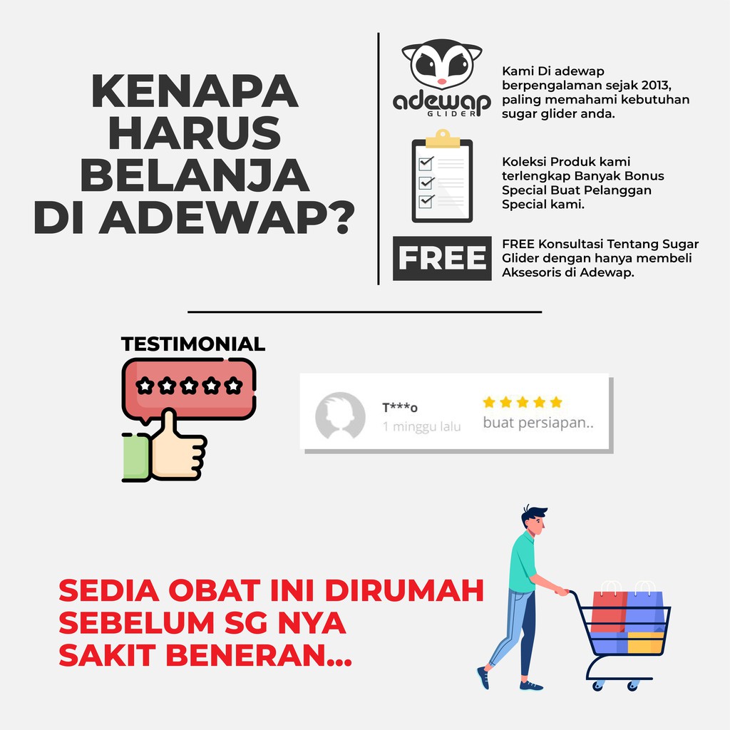 ADEWAP GLIDER Paket Hemat Obat Terluka Hewan Sugar Glider