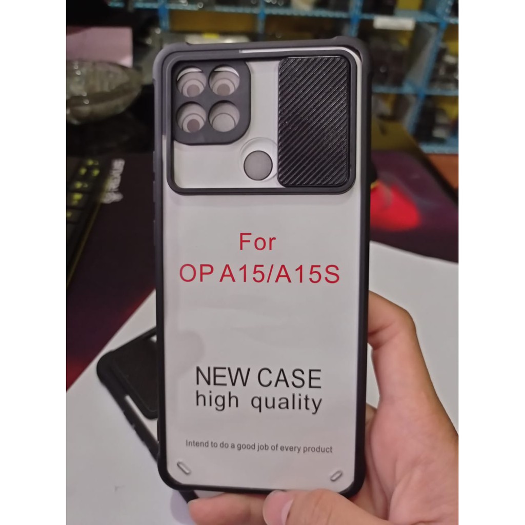 Hard Case Shield OPPO A15 / OPPO A15S Hard Case Fusion Sliding Camera Protetion Casing Handphone