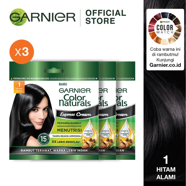 Garnier Color Natural Express Hitam - 3 Pcs