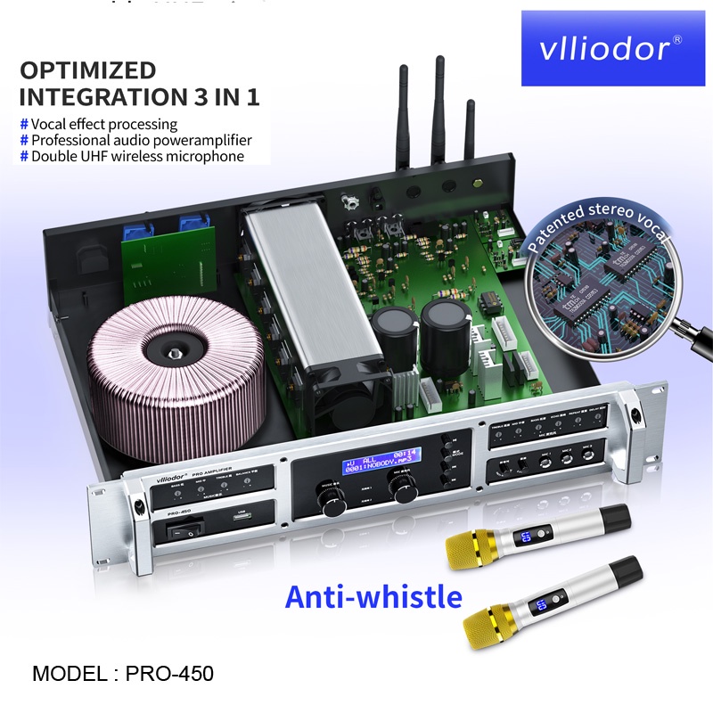 AMPLIFIER VLLIODOR PRO-450 BLUETOOTH PENGERAS SUARA POWER AMPLIFIER