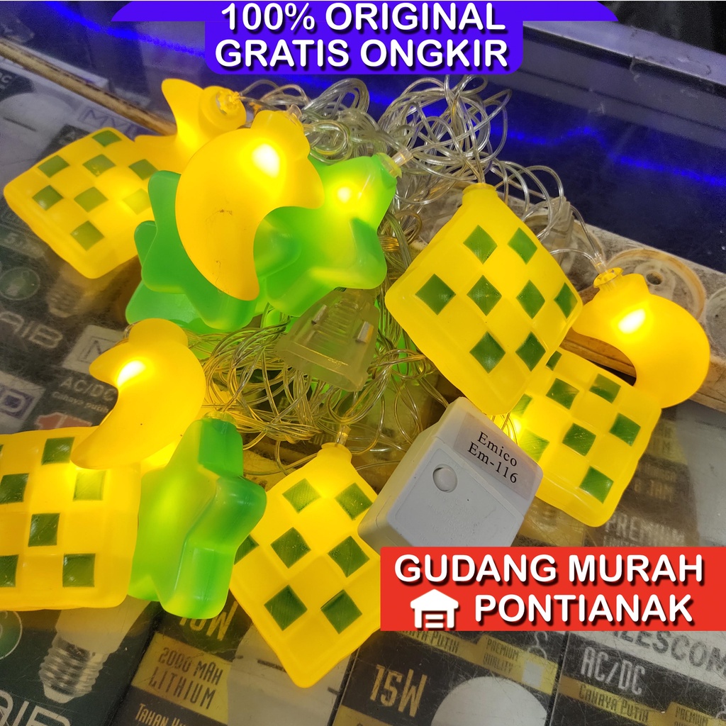 Lampu Seri Ketupat Juntai Bintang Bulan Ketupat