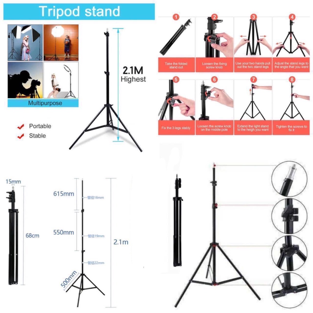 Tripod 2.1m Hp Stand 2.1 Meter Stand Holder Phone Holder non holder tripod handphone kamera