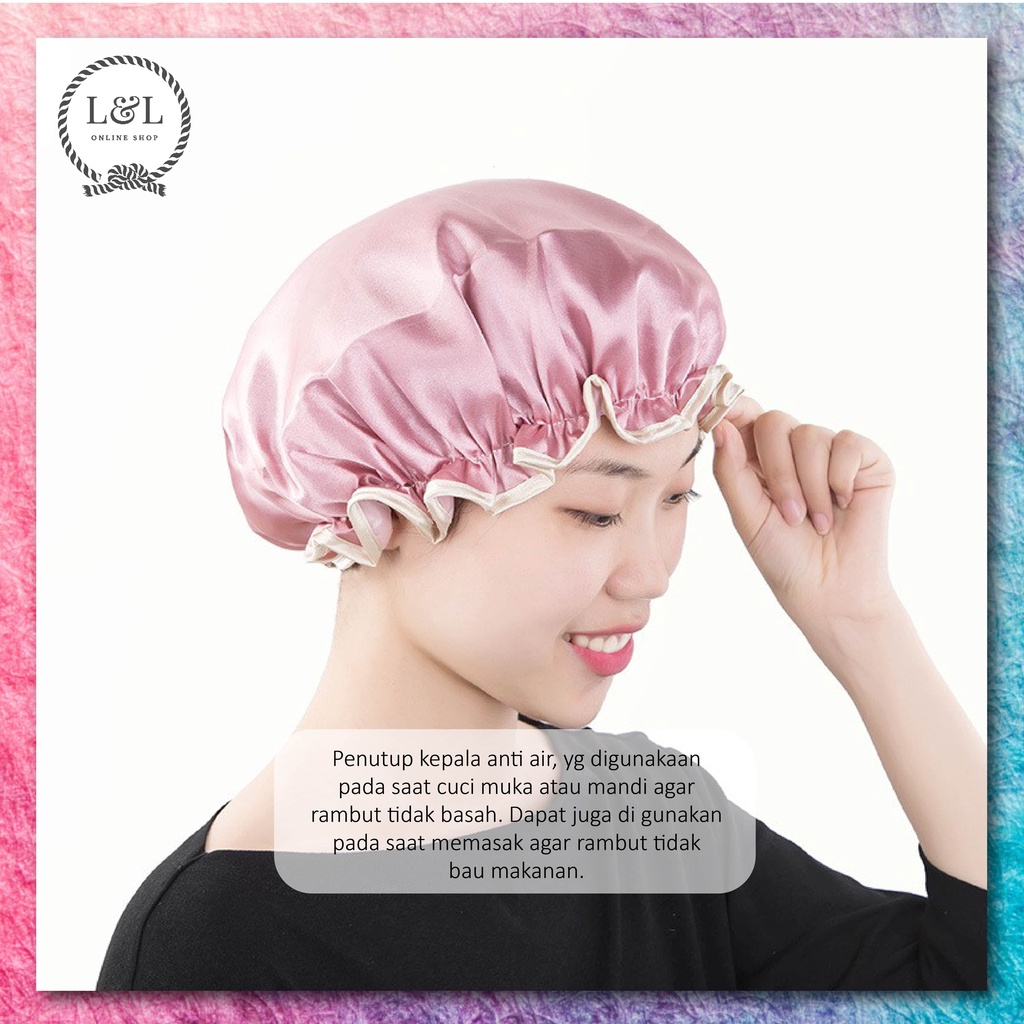 Shower Cap Penutup Kepala Mandi Penutup Rambut Topi Mandi Tutup Kepala Mandi Perlengkapan Mandi Hair Cap Mandi Anti Air Waterproof