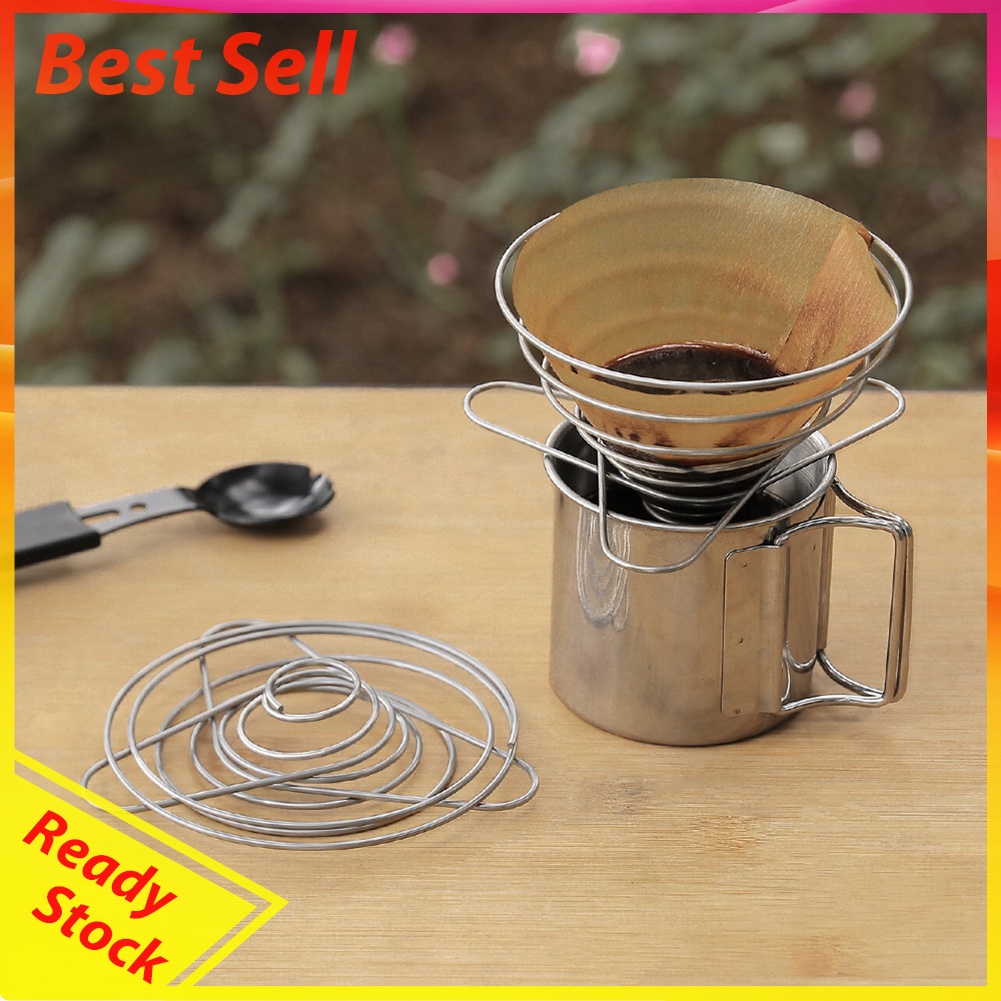 Stainless Steel Coffee Dripper Holder Foldable Camping Coffee Filter Rack