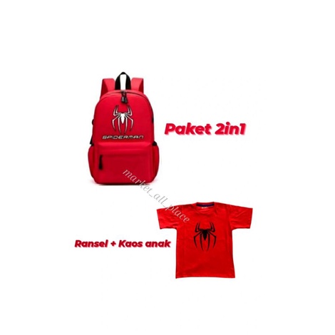 PROMO !! PAKET 2in1 Ransel backpack anak sekolah / paket tas ransel dan kaos anak laki-laki dan perempuan