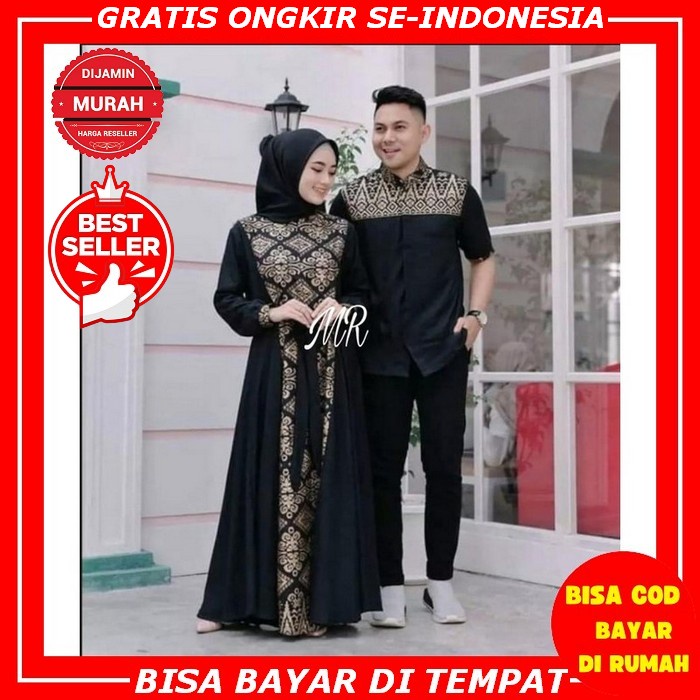 Gamis Baju Muslim Wanita Couple Kondangan Abaya Hitam Dress Korea Busui Pasangan Keluarga Terbaru Re