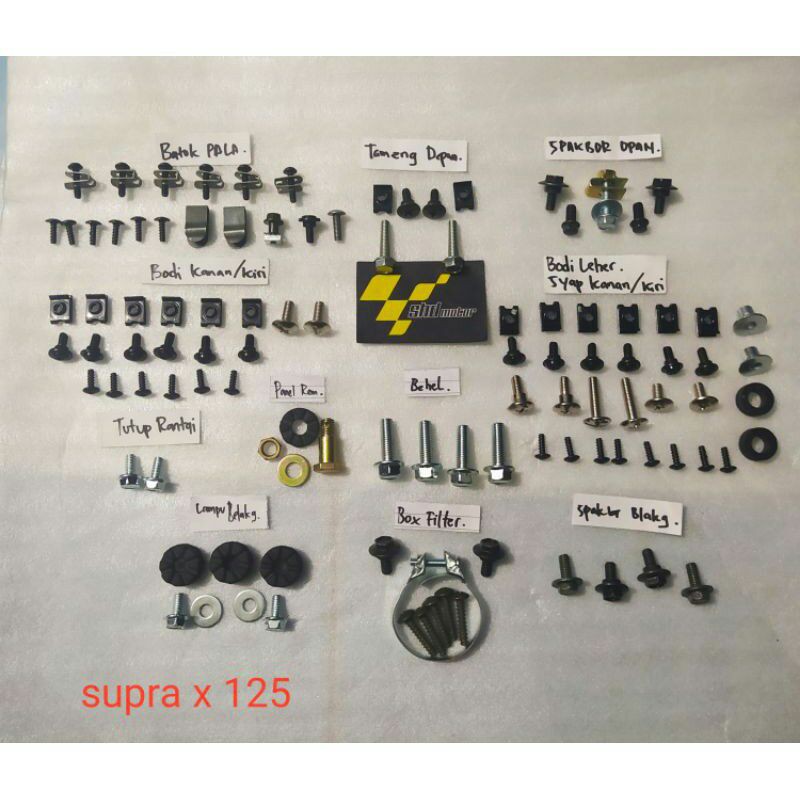 baut lengkap body motor honda supra x 125
