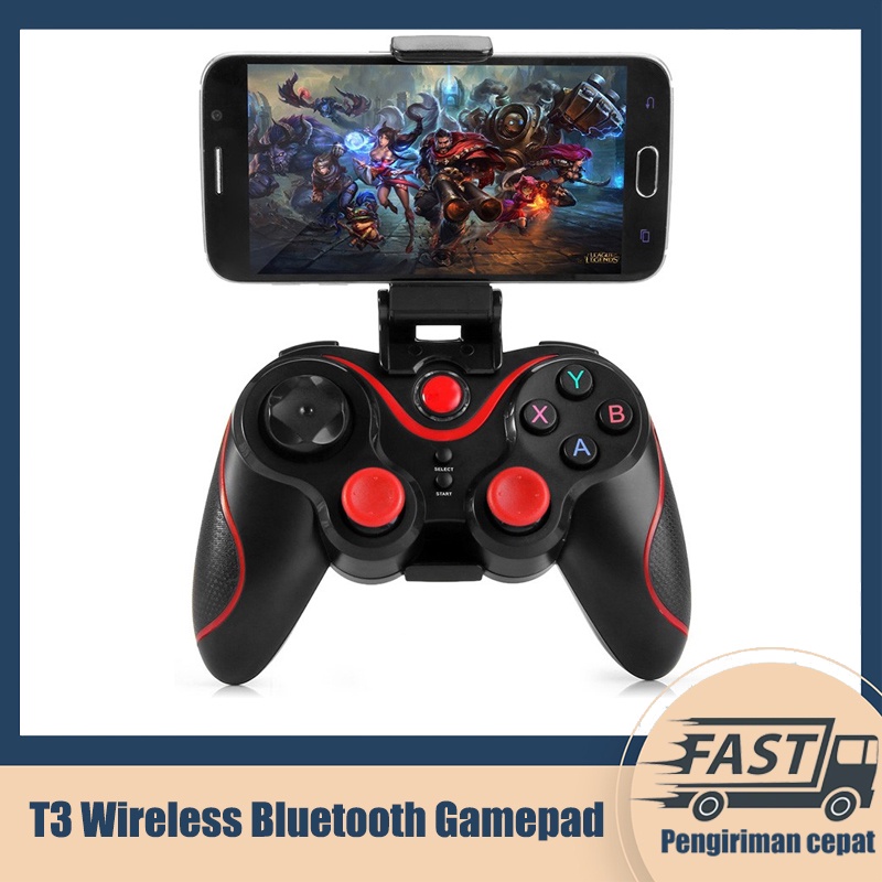 T3 Wireless Bluetooth Gamepad Joystick for Android Smartphone Tablet PC Remote Controller Black + Holder