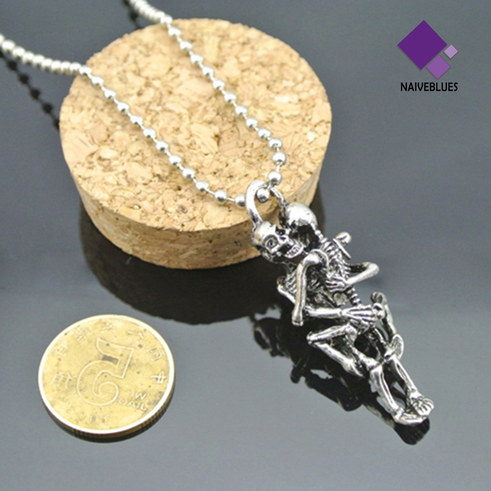 Kalung Rantai Liontin Tengkorak Lapis Silver Untuk Pria Dan Wanita