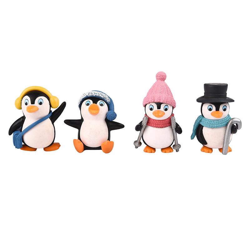 4 Pcs Pinguin Lumut Gantung Liontin Pohon Xmas Ornamen Kecil Boneka Patung Dunia Bonsai Produk Taman