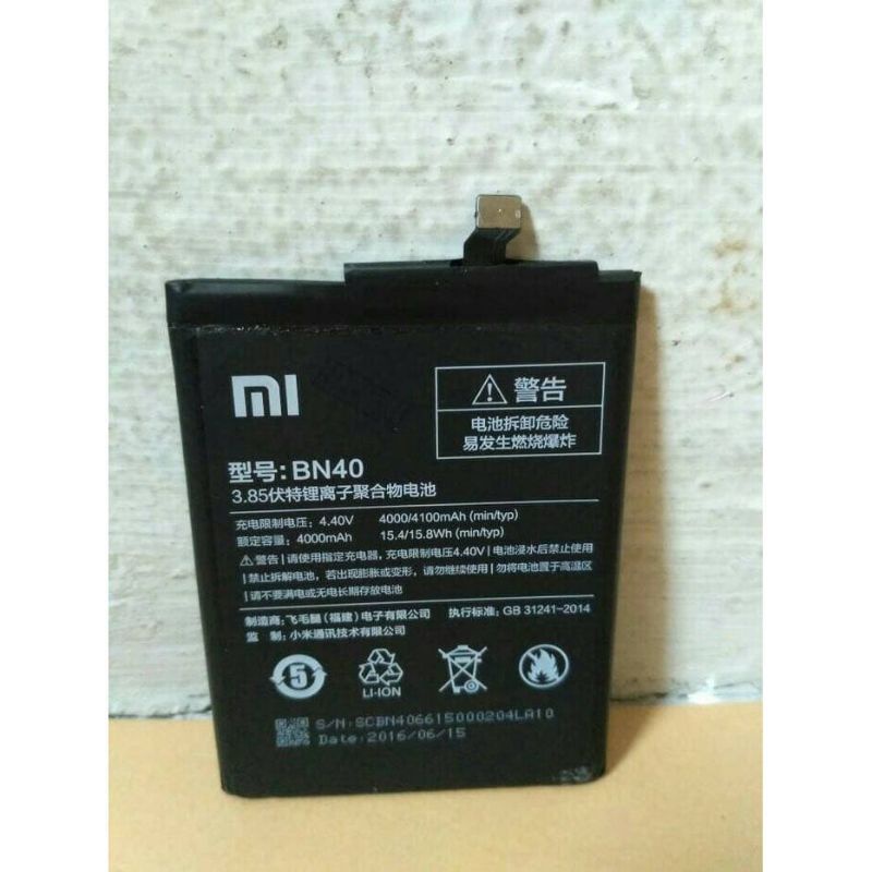 Baterai battery batrai Xiaomi Redmi 4 Pro/Batre Batrai battery Bn40 Xiaomi 4 Prime Original 100%