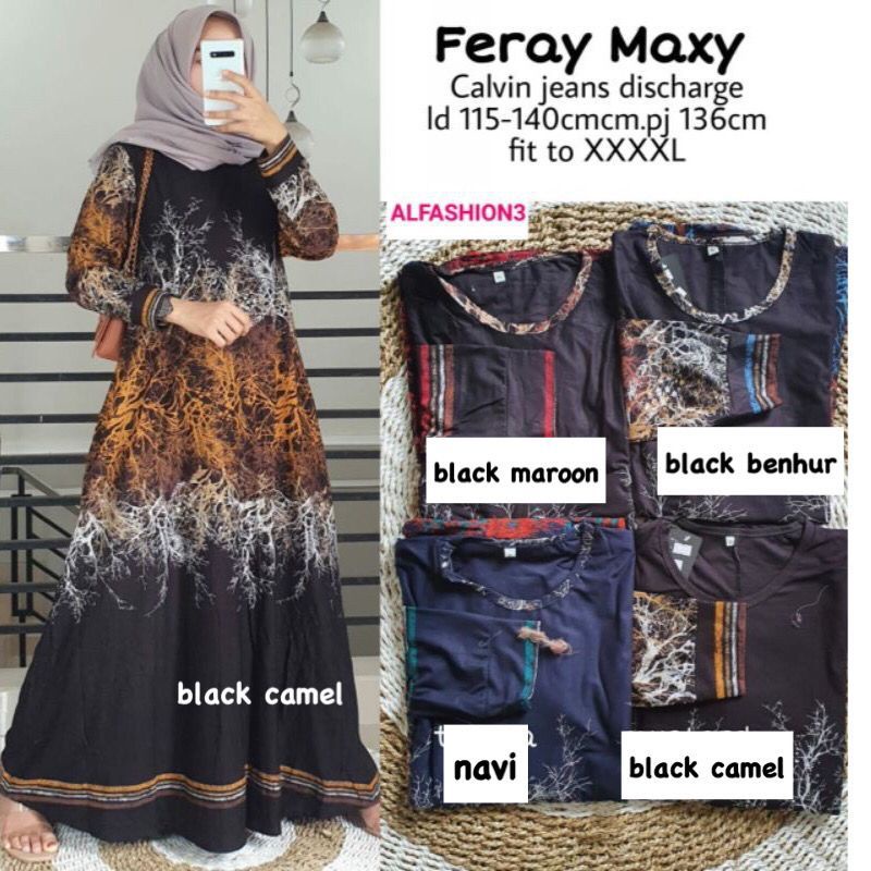 Aurora Maxy 2 - Gamis Calvin Jeans Terbaru LD100-110 / XL-4L/ R.23 - 022-5991 / R.23 - 023-5986