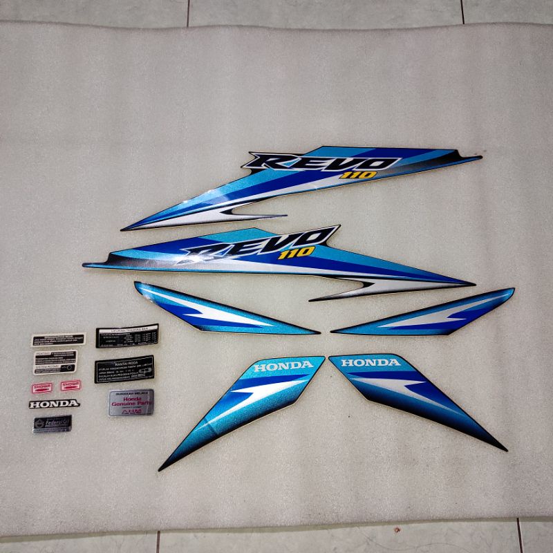 Stiker stripping striping decal graphic Honda Absolute Revo 110 SW velg ruji 2010 2011 hitam biru Or