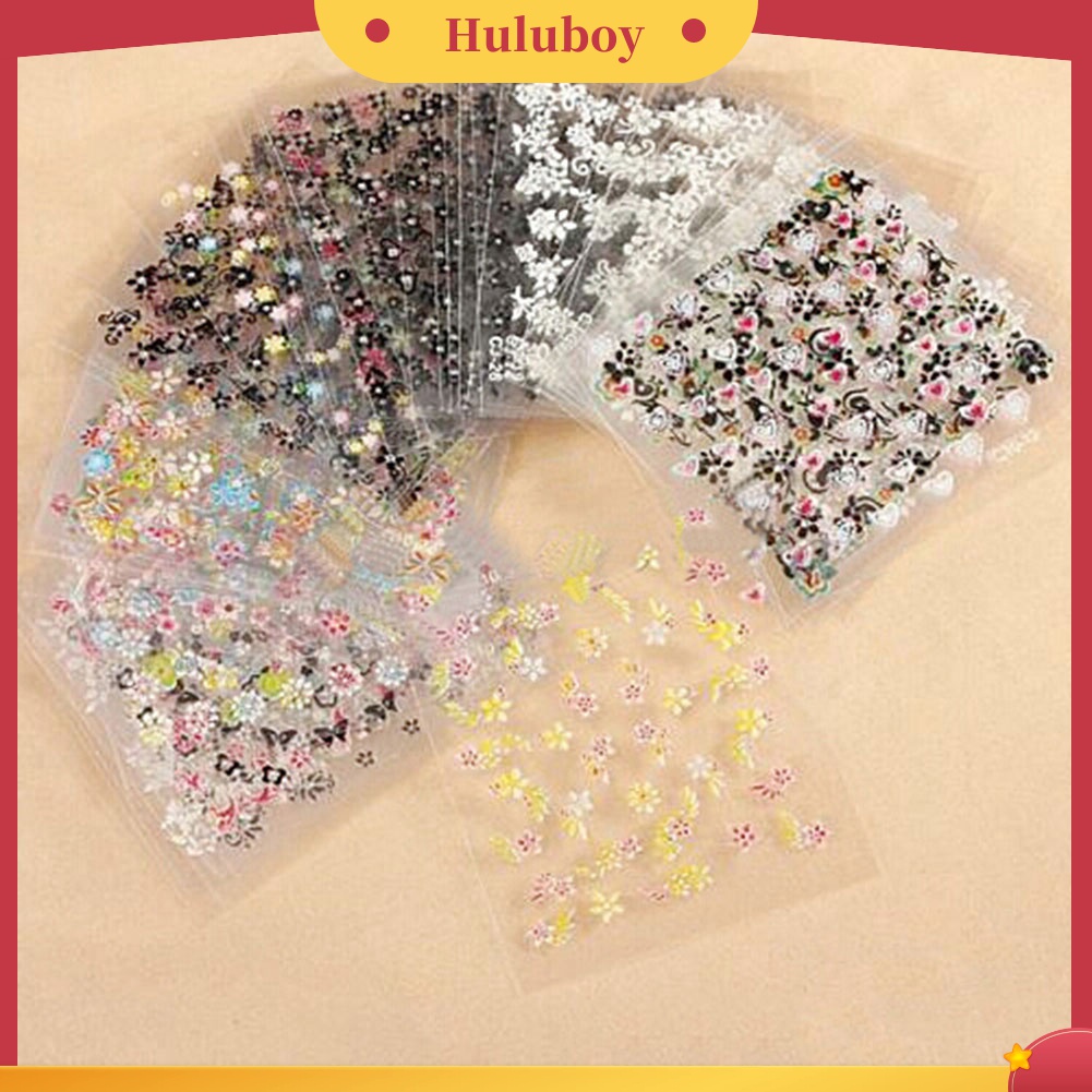 Huluboy Huluboy♡ 10 Lembar Stiker Kuku 3D Untuk Dekorasi Manicure