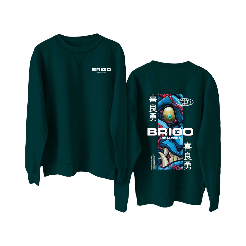 BRIGO Basic Sweatshirt  ONI II Sweater Crewneck BRIGO ONI Sablon DTF Fleece Cotton M-XXL (Pria &amp; Wanita) Free stiker&amp;Gantungan Kunci