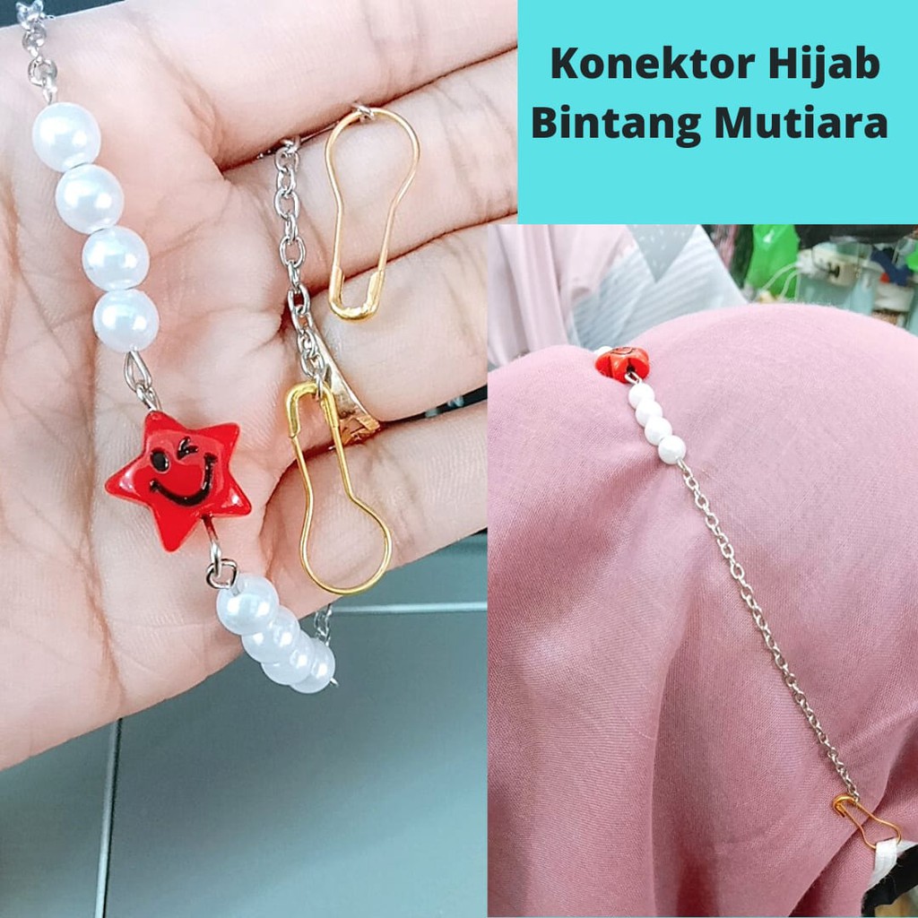 Pengait Masker Hijab Mutiara - Aksesoris Masker Konektor Hijab Bintang Mutiara Rantai Konektor Hiajb