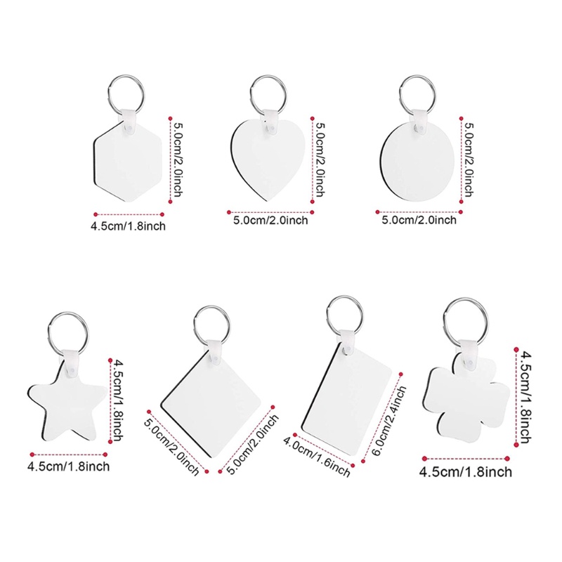 SIY  30 Pcs/Set Sublimation Blank Keychains Thermal Transfer Key Chain Double-Side Printed MDF Keyrings with Split Rings