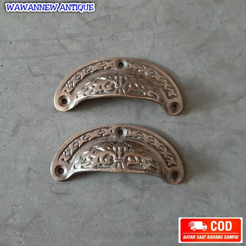 Handle / Tarikan Laci Jendela Lemari Pintu Rumah Kuningan Antik Murah 8.5cm