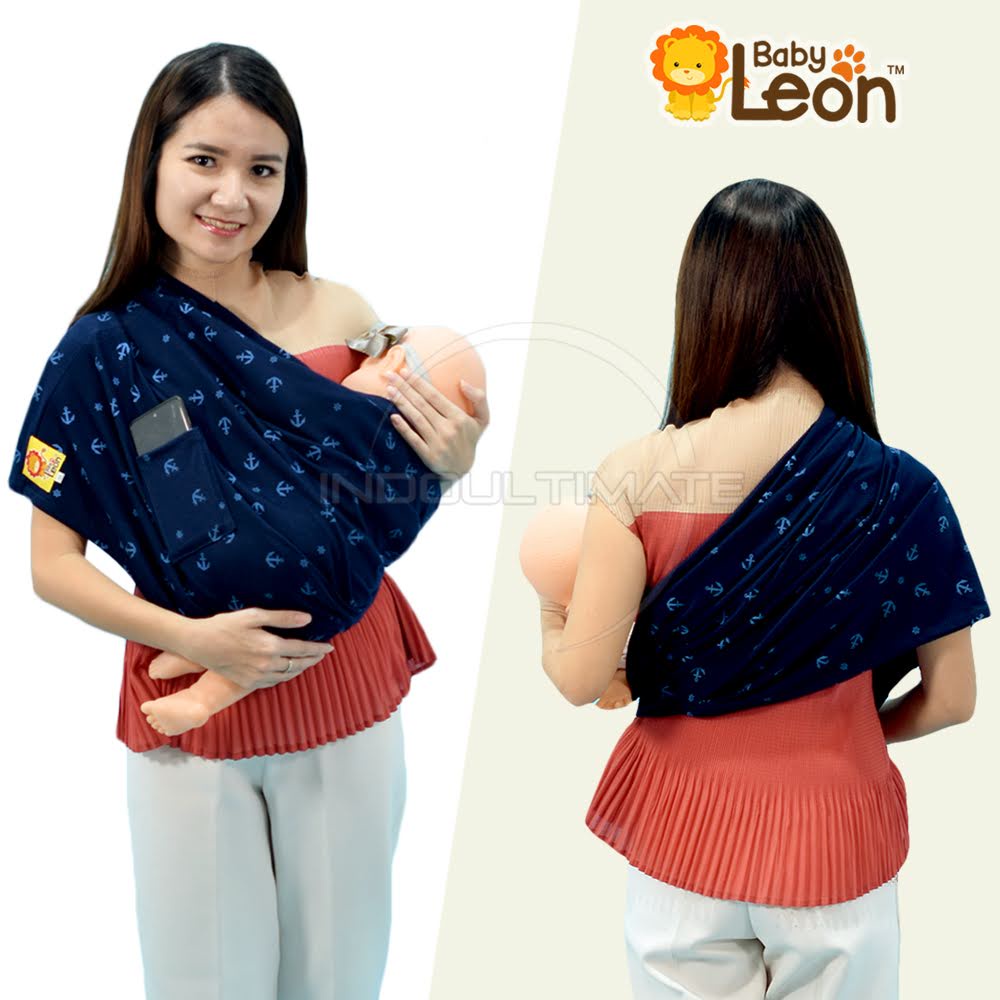 Gendongan Bayi Samping Dengan Kantong Geos BABY LEON Motif Sling Bayi Baby Carier Hipseat Bayi BY-44-01