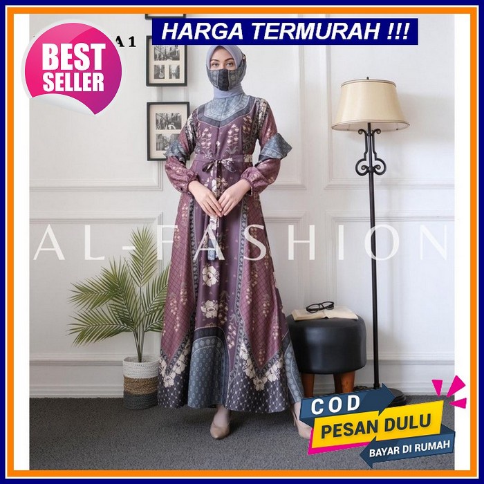 Gamis Wanita Bordir Renda Bermotif Cantik Abaya Basic M0C1 Casual Halus Katun Polos Terlaris Simple 