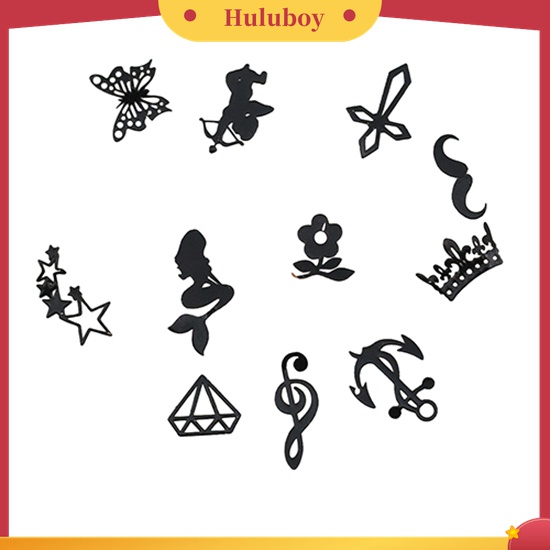 Huluboy Huluboy♡ Roda Isi Stiker Decal 3D Bahan Metal Warna Hitam / Perunggu Untuk Dekorasi Nail Art