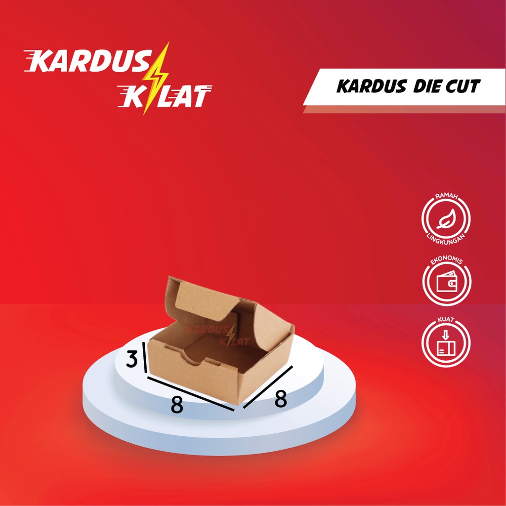 

Kardus Die Cut 8x8x3 - Karton Box Dus Packaging Kemasan Hampers Pizza Kecil Polos Murah Baru