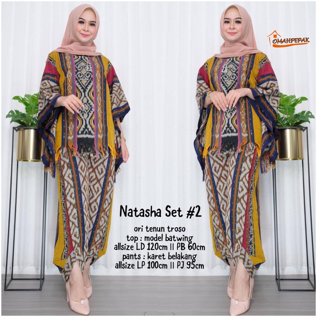 OKSSTORE [ORIGINAL] GAMIS MOTIF TENUN TROSO  HIJAB CANTIK BERMOTIF OUTFIT MUSLIM POPULER NEW NATASHA