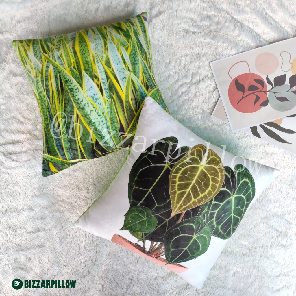 Bizzarpillow Bantal Sofa Motif Daun Leaves Monstera 40 x 40 cm BZ153