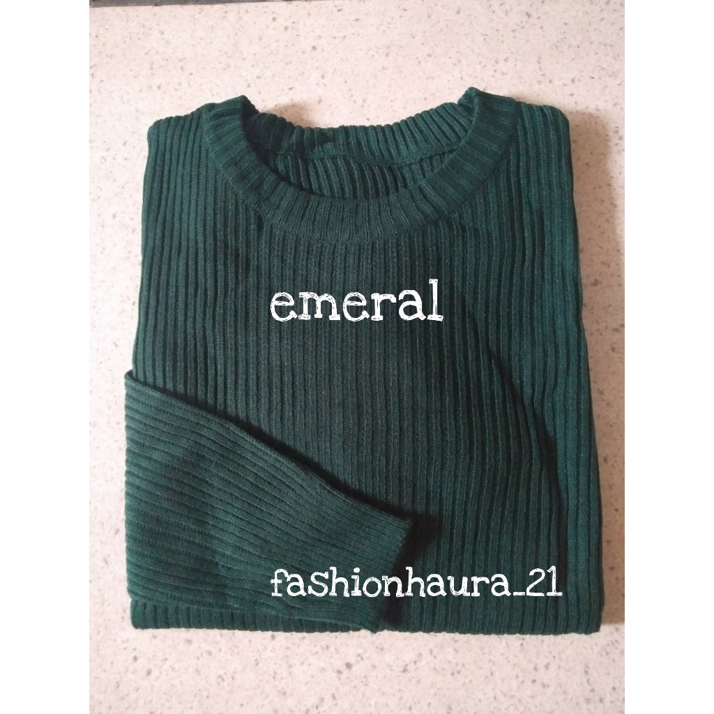 BEST SELLER BOXY ABG SWEATER RAJUT JUMBO WANITA OVERSIZE BAJU RAJUT POLOS HALUS ATASAN WANITA RAJUT PREMIUM-emeral