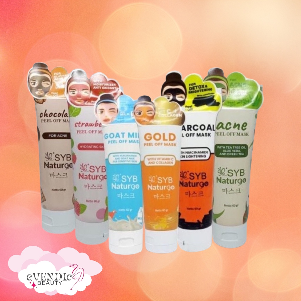 SYB Peel Off Mask Naturgo Tube 60gr masker wajah| varian diamond choco gold milk strawberry acne