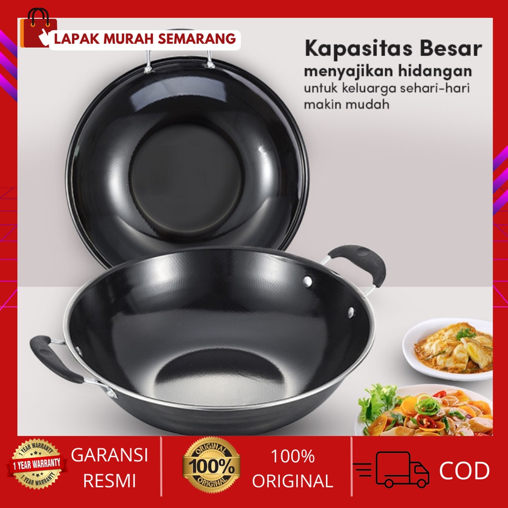 Wajan Enamel / Wajan Penggorengan Anti Gores dan Lengket 32-36 CM