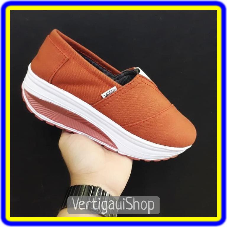 \u0432\u03b9g \u0455ale!! Vans Wedges size 36 - 40 sepatu wanita santai tinggi slip on navy abu \u2743