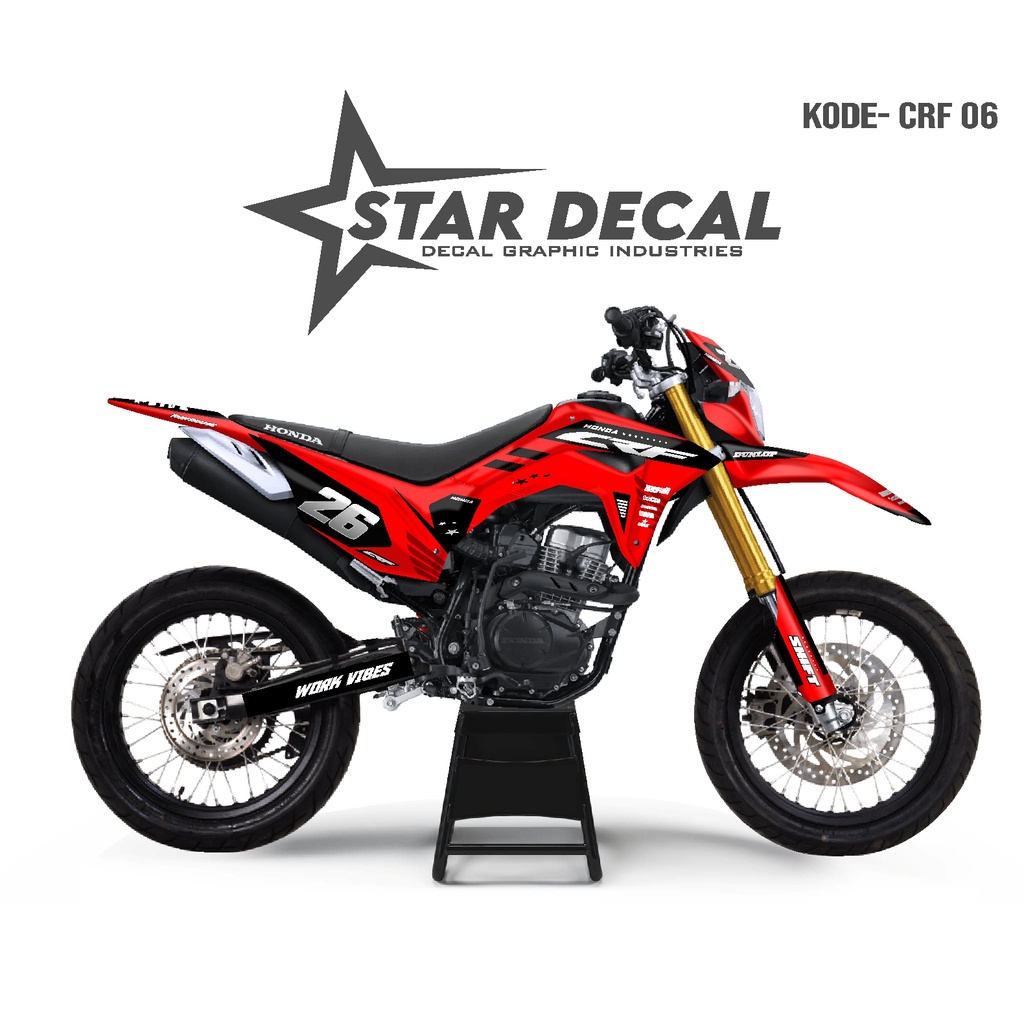 DECAL CRF 150 L FULL BODY STICKER DECAL CRF Merah Hitam