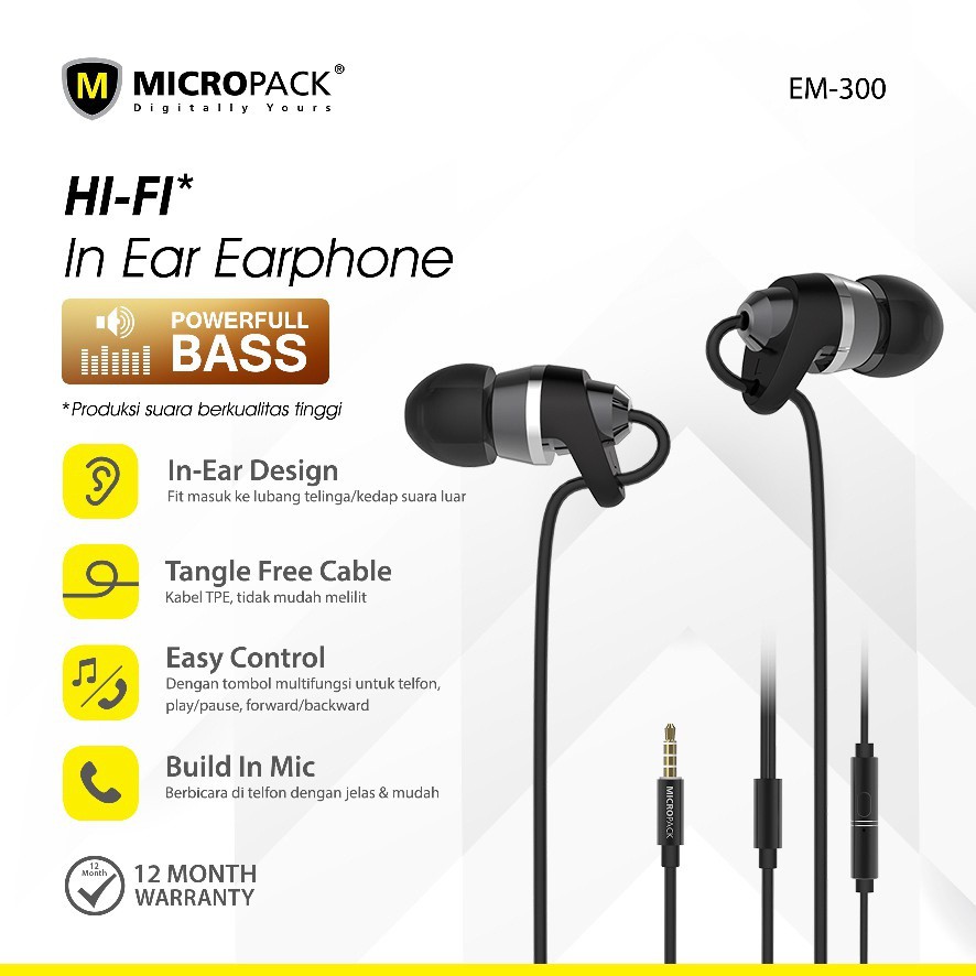 Micropack EM-300 Earphone Headset with Mic
