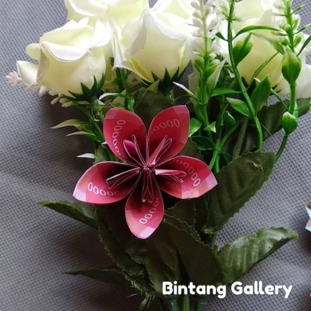 Bunga Kamboja dari uang kertas mainan / origami bunga Kamboja