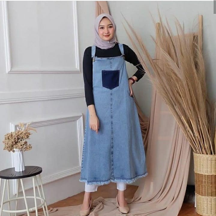 PLAIN OVERALL  fashion wanita ootd overall  jeans  