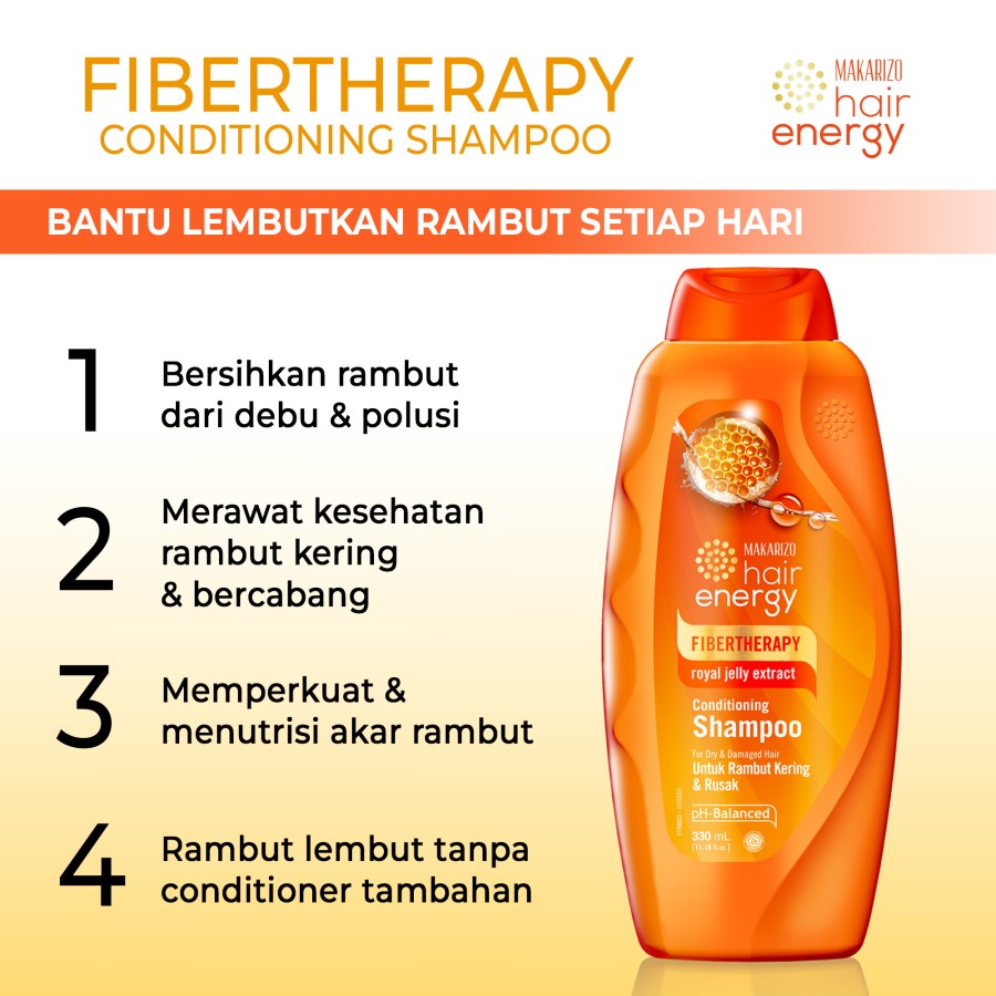 [Ukuran Besar] Makarizo Hair Energy Fibertherapy Conditioning Shampoo 330 Ml