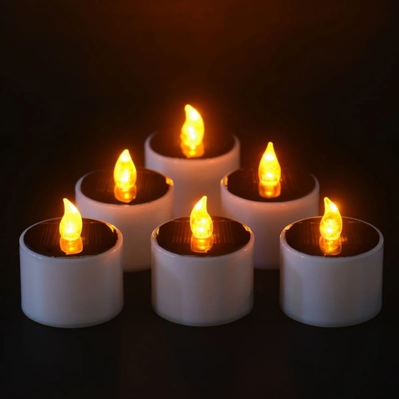 Lampu Lilin Elektronik Simulasi Tahan Air Plastik ABS Portabel Tenaga Surya/Taman Luar Ruangan Romantis Hias Keselamatan Flameless Candles Lamp