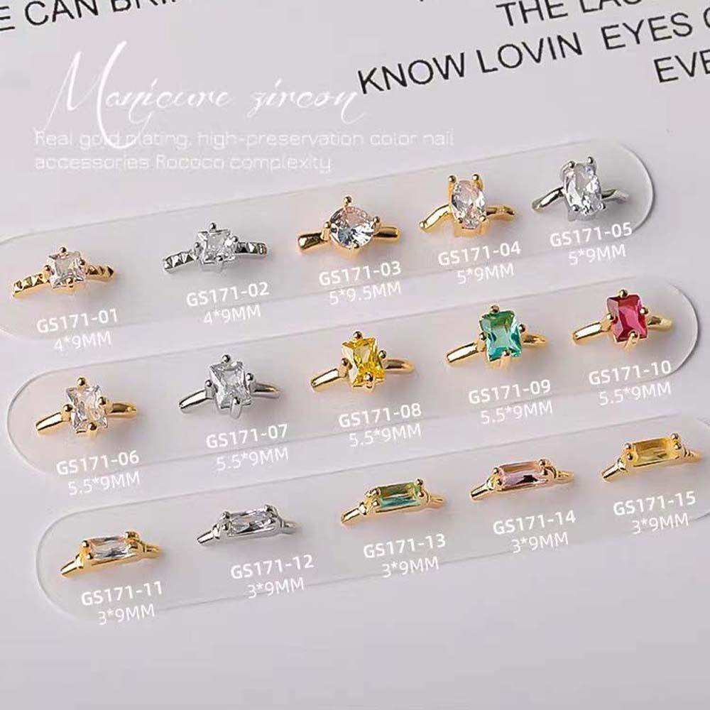 Augustina Nail Art Dekorasi DIY Shiny Crystal Nail Ornaments Manicure Accessoires Zirkon Perhiasan Kuku Cincin Nail Charms