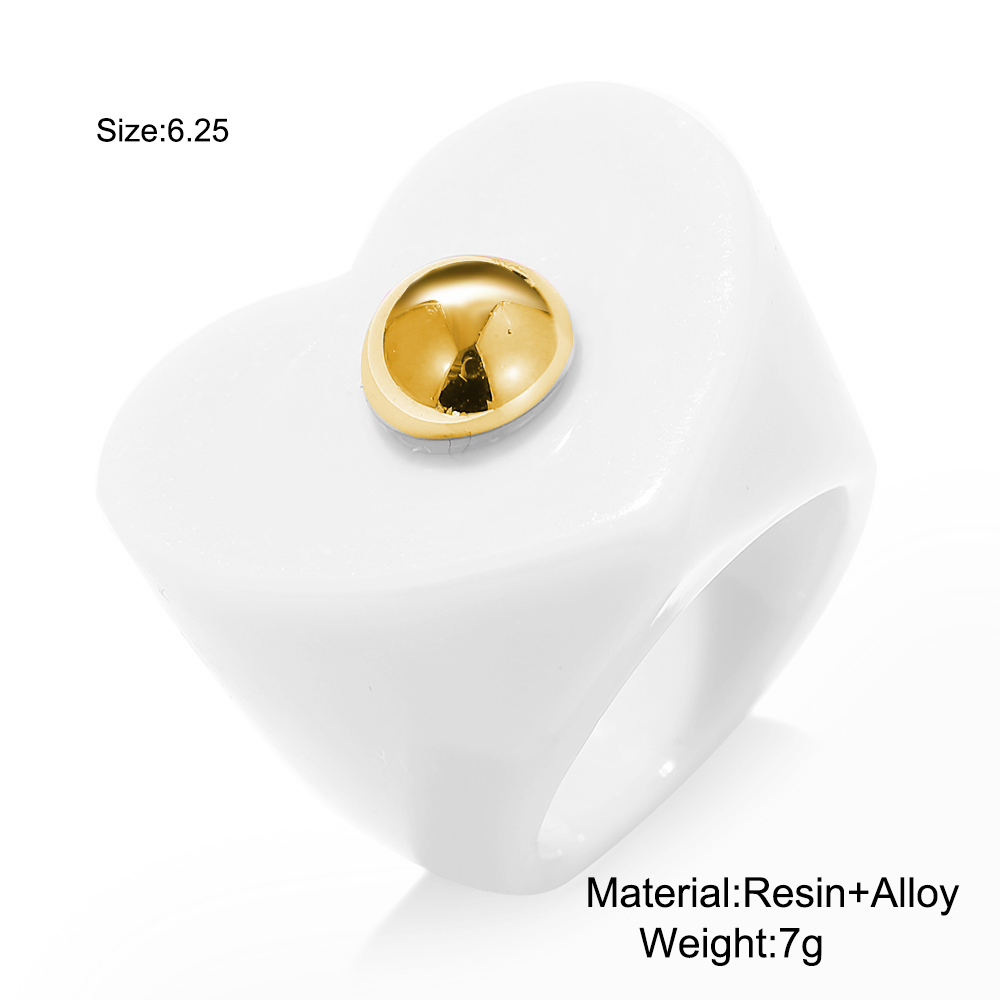 Cincin Bentuk Hati Warna Permen Bahan Resin Gaya Korea Untuk Aksesoris