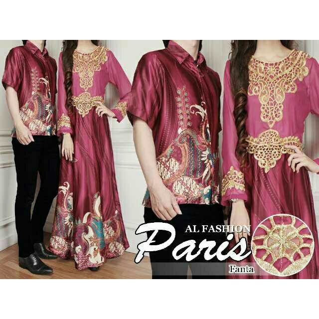 Couple Batik Sutra Paris Fanta   pakaian baju batik pasangan  cewek /  wanita